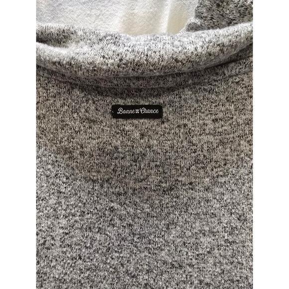 Lucky Brand light gray heathered cowl neck soft sweater drawstring medium - Picture 9 of 11